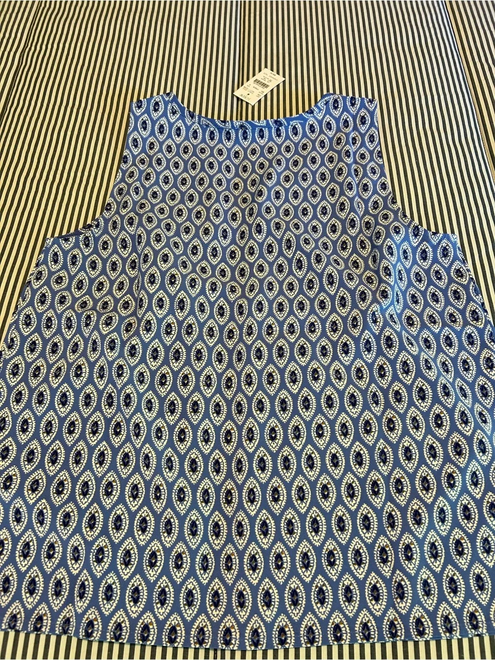 J. Crew Blue Printed Sleeveless Blouse Size S NWT